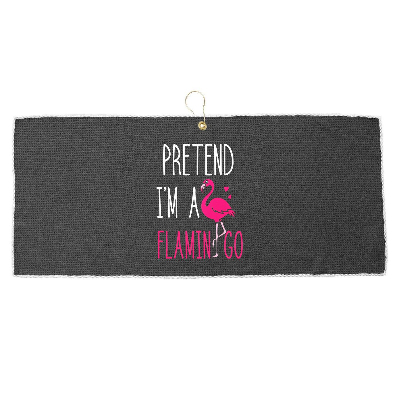 Flamingo Halloween Costume Pretend I'm a Flamingo Pink Large Microfiber Waffle Golf Towel