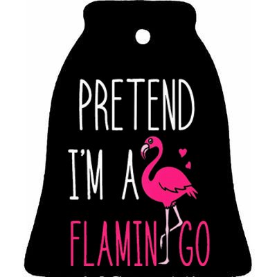 Flamingo Halloween Costume Pretend I'm a Flamingo Pink Ceramic Bell Ornament