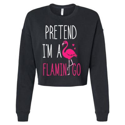 Flamingo Halloween Costume Pretend I'm a Flamingo Pink Cropped Pullover Crew