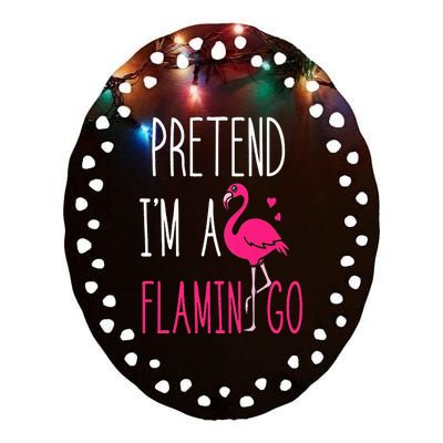 Flamingo Halloween Costume Pretend I'm a Flamingo Pink Ceramic Oval Ornament