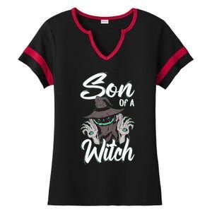 Funny Halloween Costume For A Son With Saying Son Of A Witch Ladies Halftime Notch Neck Tee