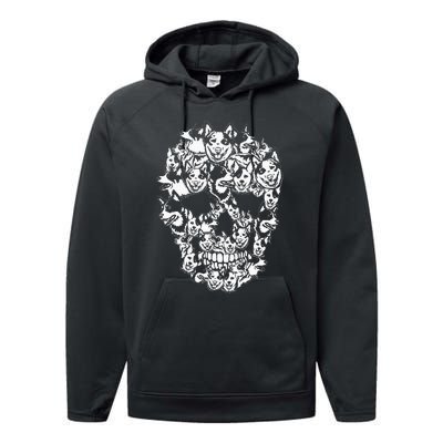 Fun Halloween Costume Skull Australian Cattle Dog Lover Performance Fleece Hoodie