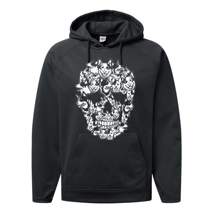 Fun Halloween Costume Skull Australian Cattle Dog Lover Performance Fleece Hoodie