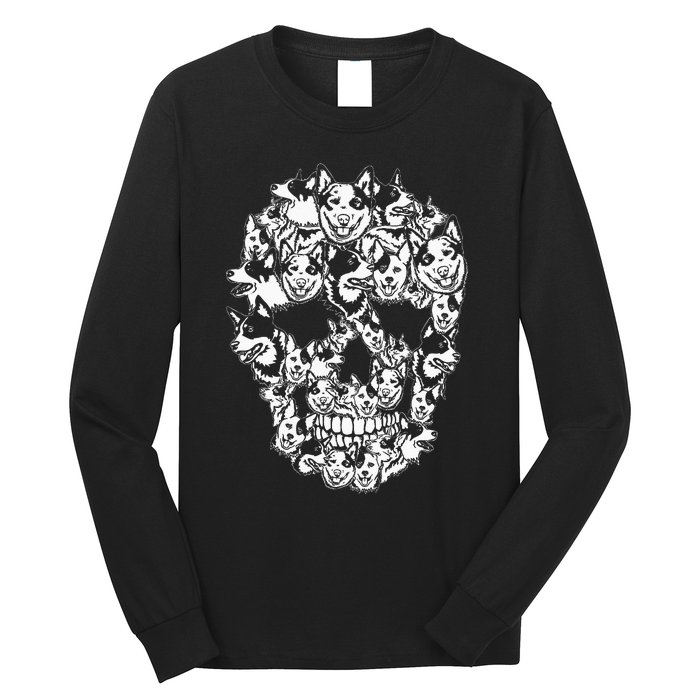 Fun Halloween Costume Skull Australian Cattle Dog Lover Long Sleeve Shirt