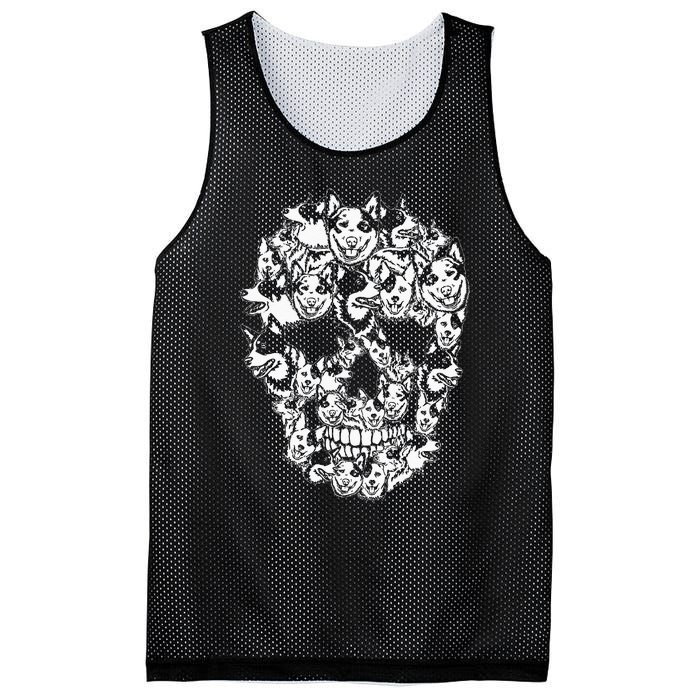 Fun Halloween Costume Skull Australian Cattle Dog Lover Mesh Reversible Basketball Jersey Tank