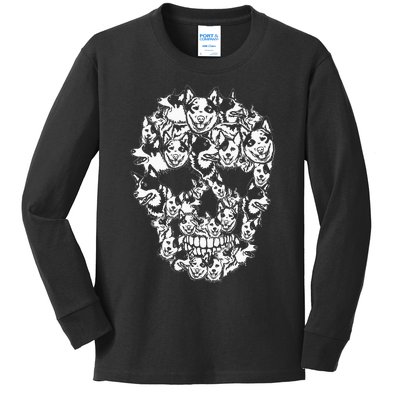 Fun Halloween Costume Skull Australian Cattle Dog Lover Kids Long Sleeve Shirt