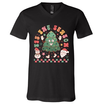 Festive Holiday Celebration Artwork V-Neck T-Shirt