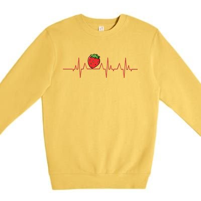 Fruit Heartbeat Citrus Delicious Strawberry Meaningful Gift Premium Crewneck Sweatshirt