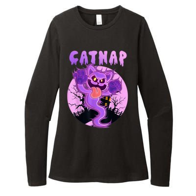 Funny Halloween Critters Ghost Cats Nap Spooky Season Womens CVC Long Sleeve Shirt