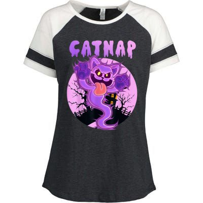 Funny Halloween Critters Ghost Cats Nap Spooky Season Enza Ladies Jersey Colorblock Tee