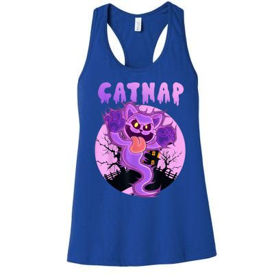 Funny Halloween Critters Ghost Cats Nap Spooky Season Women's Racerback Tank