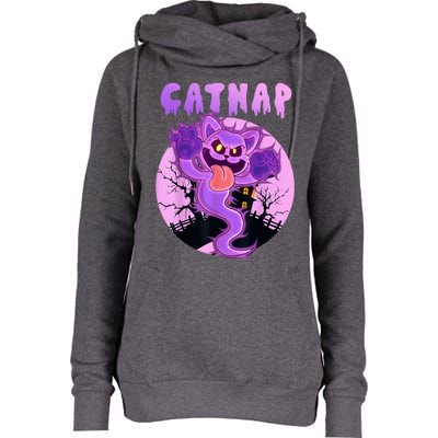 Funny Halloween Critters Ghost Cats Nap Spooky Season Womens Funnel Neck Pullover Hood