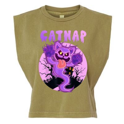 Funny Halloween Critters Ghost Cats Nap Spooky Season Garment-Dyed Women's Muscle Tee