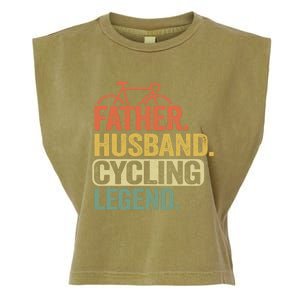 Father Husband Cycling Legend Bicycle Road Bike Dad Cyclist Gift Garment-Dyed Women's Muscle Tee