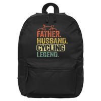 Father Husband Cycling Legend Bicycle Road Bike Dad Cyclist 16 in Basic Backpack