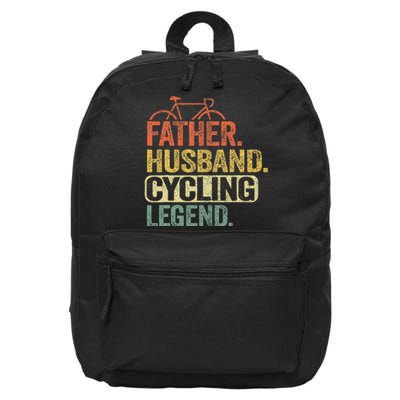 Father Husband Cycling Legend Bicycle Road Bike Dad Cyclist 16 in Basic Backpack