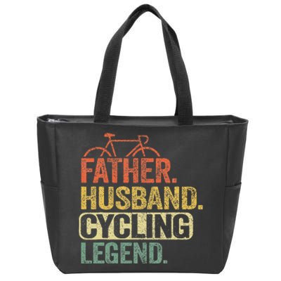 Father Husband Cycling Legend Bicycle Road Bike Dad Cyclist Zip Tote Bag