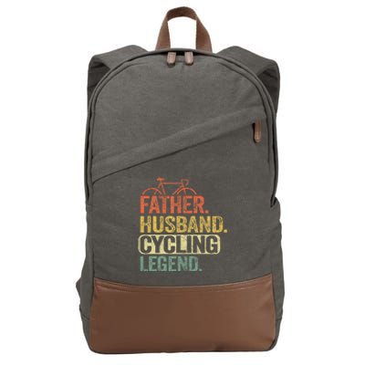 Father Husband Cycling Legend Bicycle Road Bike Dad Cyclist Cotton Canvas Backpack