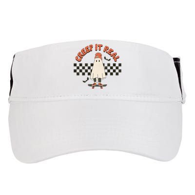 Funny Halloween Creep It Real Retro Skateboarding Ghost  Adult Drive Performance Visor