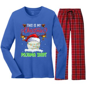 Funny Hockey Christmas Ugly Sweater Hockey Xmas Outfit Gift Women's Long Sleeve Flannel Pajama Set 