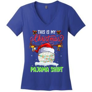 Funny Hockey Christmas Ugly Sweater Hockey Xmas Outfit Gift Women's V-Neck T-Shirt