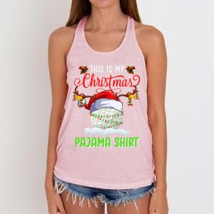 Funny Hockey Christmas Ugly Sweater Hockey Xmas Outfit Gift Women's Knotted Racerback Tank