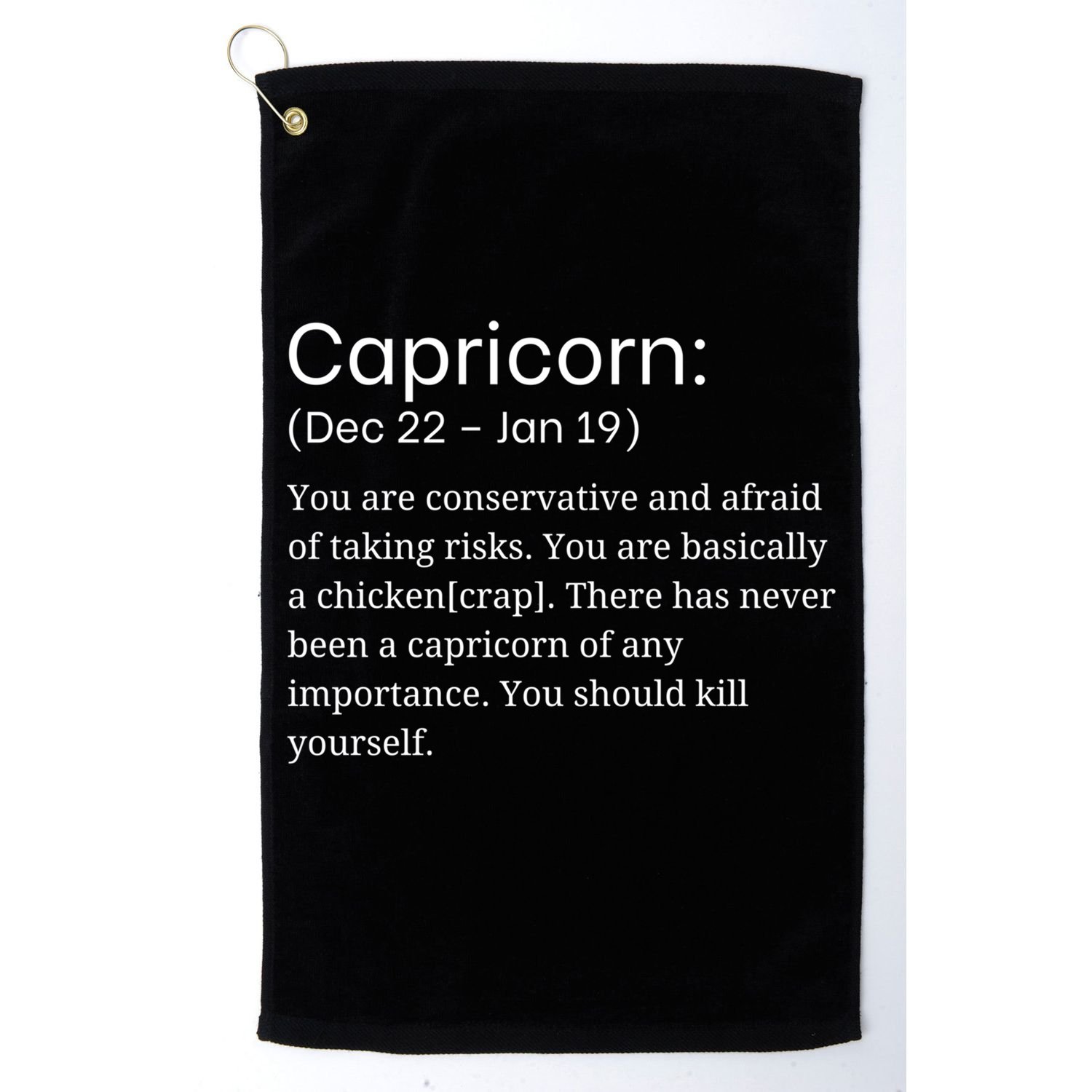 Funny Horoscope Capricorn Zodiac Sign Sarcastic Astrology Gift Golf Towel
