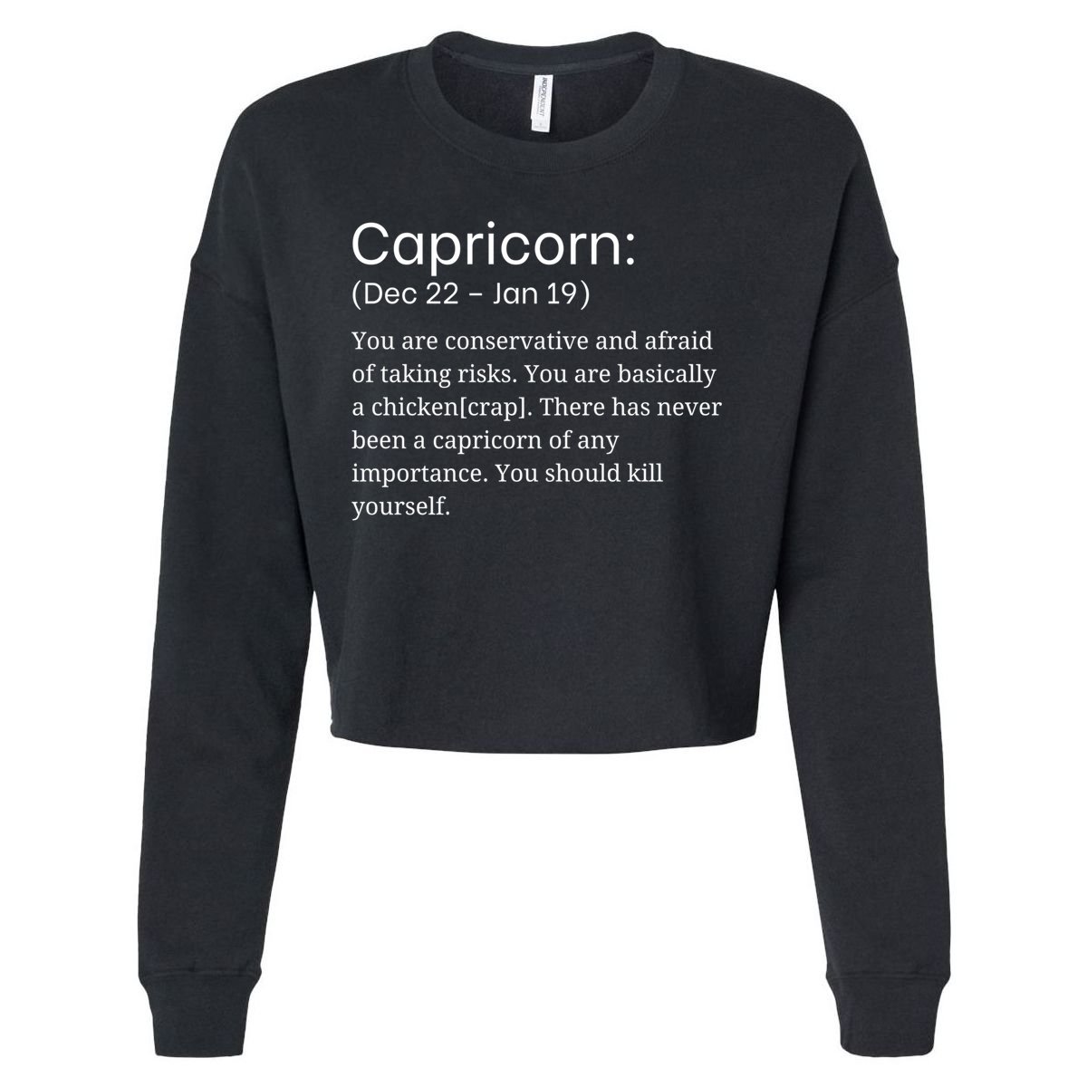 Funny Horoscope Capricorn Zodiac Sign Sarcastic Astrology Gift Cropped Pullover Crew