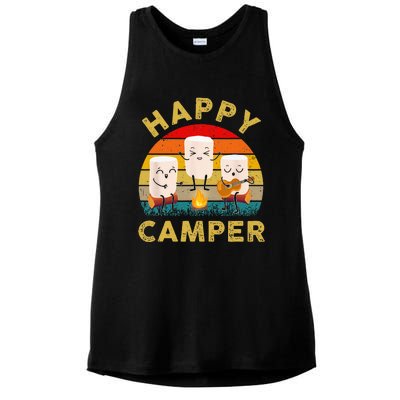 Funny Happy Cute Marshmallow Camper Bonfire Kids Women Men Ladies PosiCharge Tri-Blend Wicking Tank