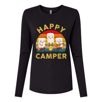 Funny Happy Cute Marshmallow Camper Bonfire Kids Women Men Womens Cotton Relaxed Long Sleeve T-Shirt