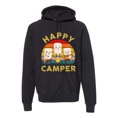 Funny Happy Cute Marshmallow Camper Bonfire Kids Women Men Premium Hoodie