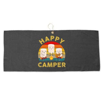 Funny Happy Cute Marshmallow Camper Bonfire Kids Women Men Large Microfiber Waffle Golf Towel