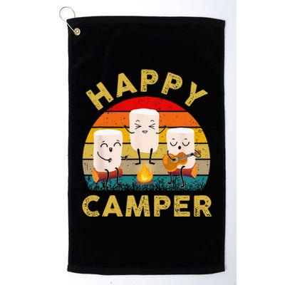 Funny Happy Cute Marshmallow Camper Bonfire Kids Women Men Platinum Collection Golf Towel