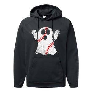 Funny Halloween Costume Baseball Ghost Baseball Lover Performance Fleece Hoodie