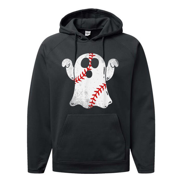 Funny Halloween Costume Baseball Ghost Baseball Lover Performance Fleece Hoodie