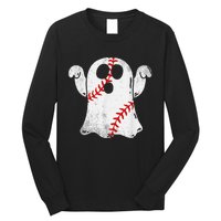 Funny Halloween Costume Baseball Ghost Baseball Lover Long Sleeve Shirt