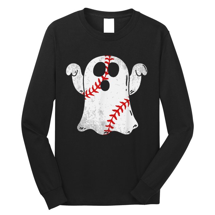 Funny Halloween Costume Baseball Ghost Baseball Lover Long Sleeve Shirt