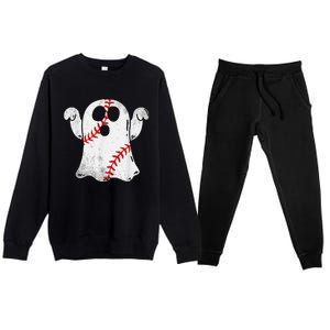 Funny Halloween Costume Baseball Ghost Baseball Lover Premium Crewneck Sweatsuit Set