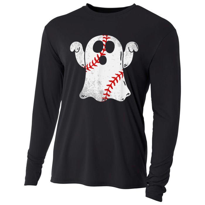 Funny Halloween Costume Baseball Ghost Baseball Lover Cooling Performance Long Sleeve Crew