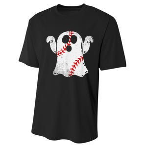 Funny Halloween Costume Baseball Ghost Baseball Lover Performance Sprint T-Shirt