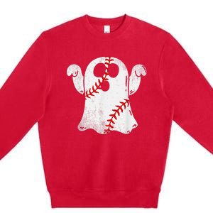 Funny Halloween Costume Baseball Ghost Baseball Lover Premium Crewneck Sweatshirt