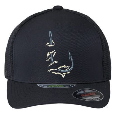 Fish Hook Cool Fishing Fisher Fisherman Angler Dad Flexfit Unipanel Trucker Cap