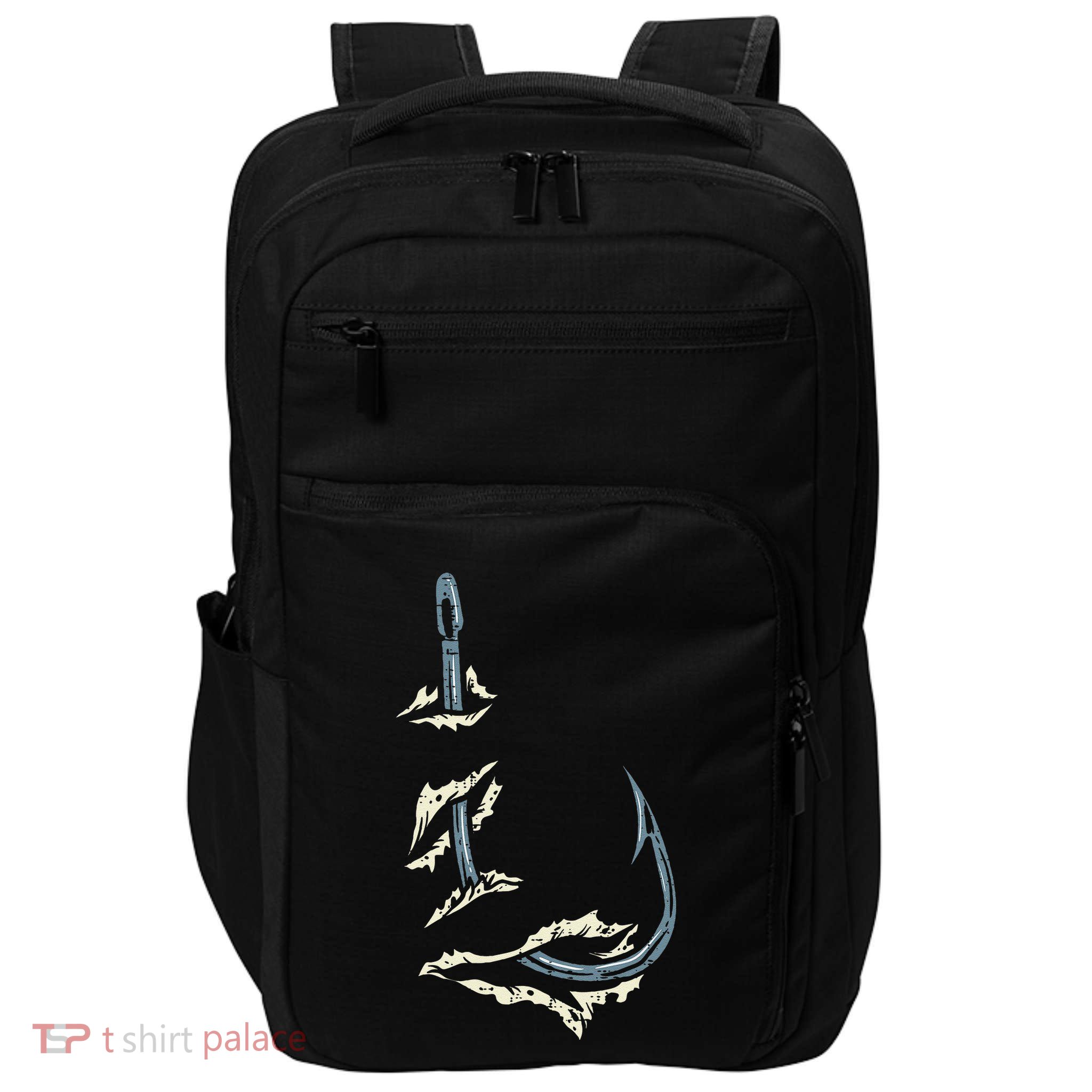 Fish Hook Cool Fishing Fisher Fisherman Angler Dad Impact Tech Backpack