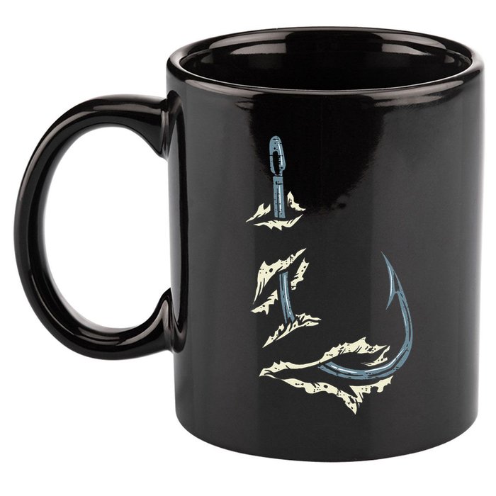 Fish Hook Cool Fishing Fisher Fisherman Angler Dad 11oz C Handle Ceramic Mug