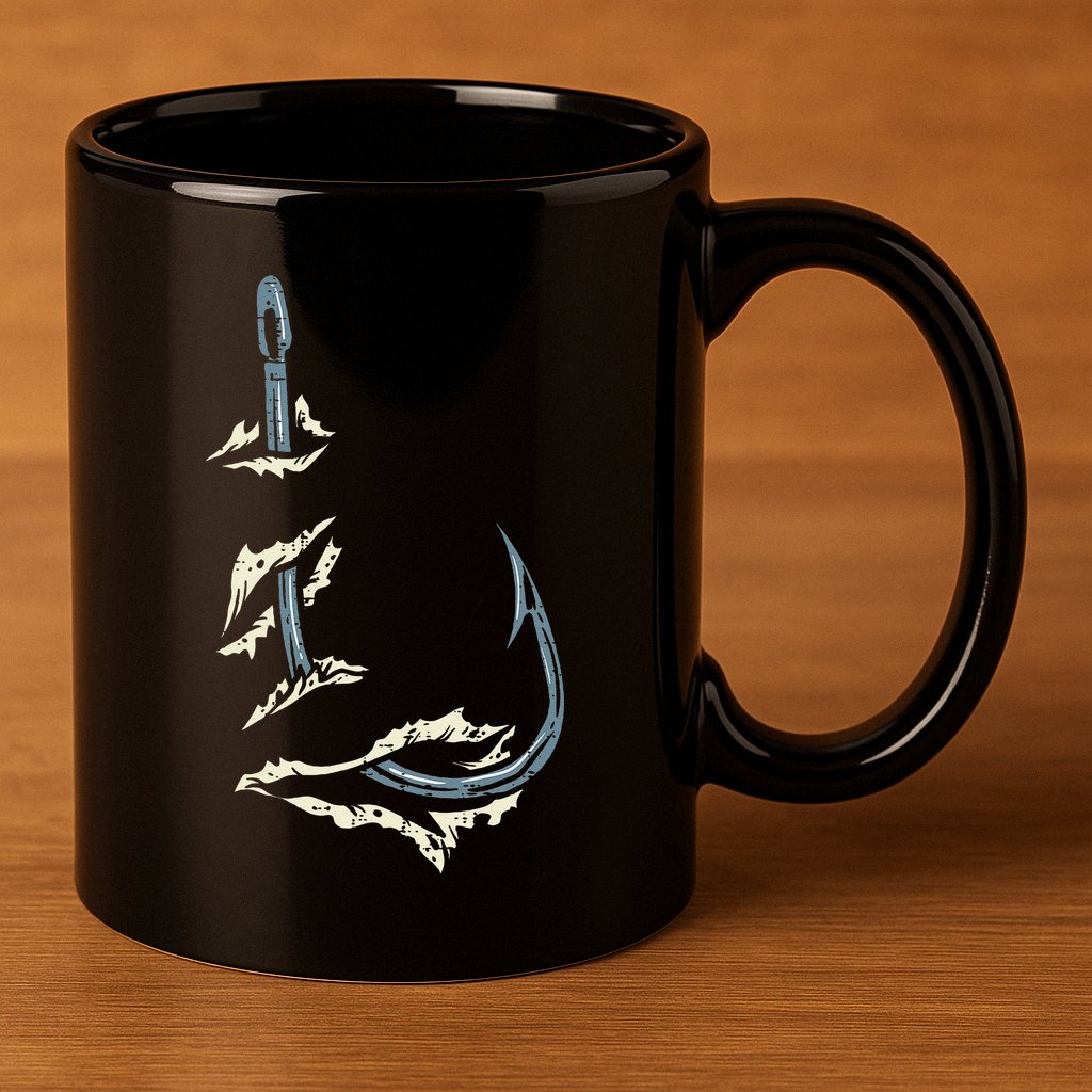 Fish Hook Cool Fishing Fisher Fisherman Angler Dad 11oz C Handle Ceramic Mug
