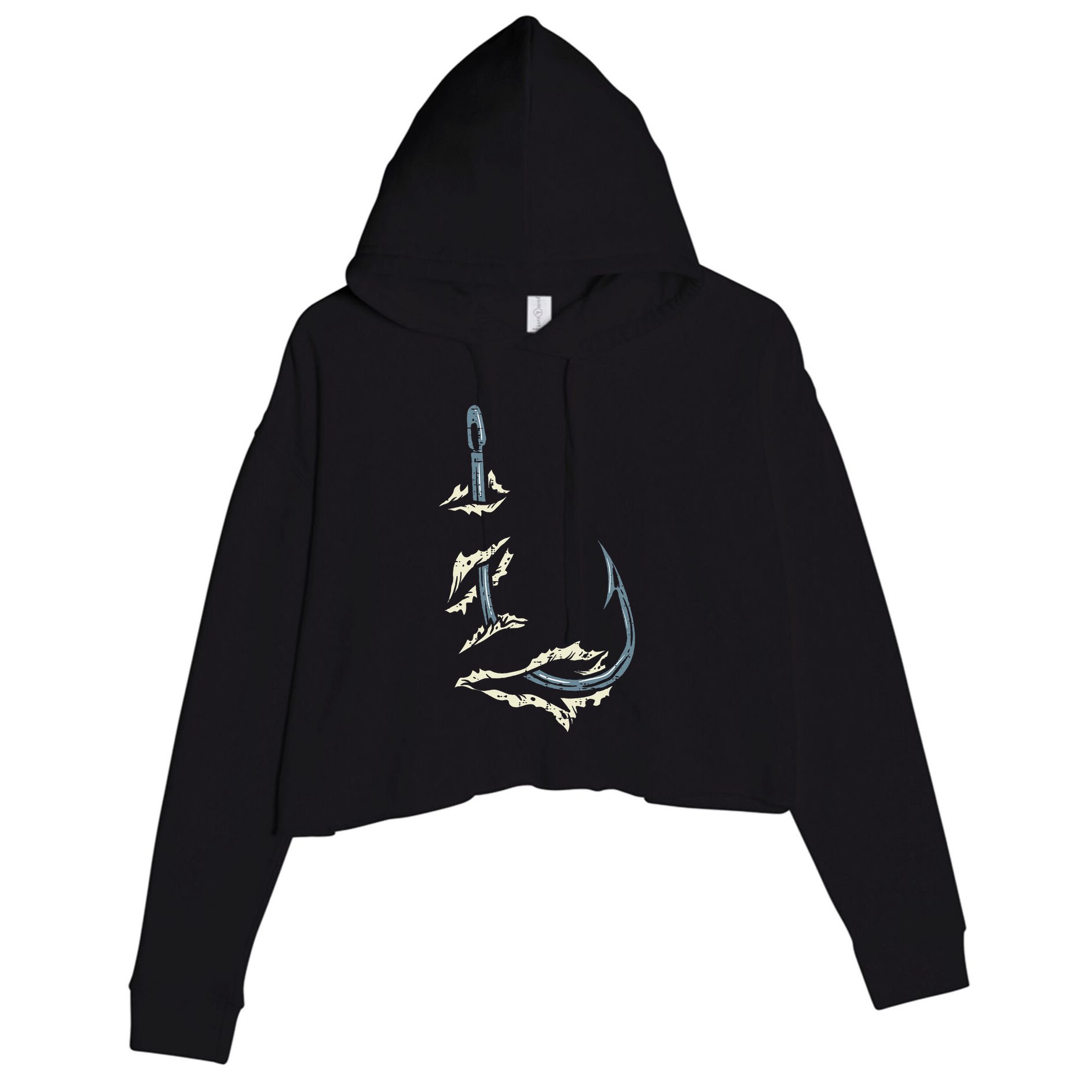 Fish Hook Cool Fishing Fisher Fisherman Angler Dad Crop Fleece Hoodie