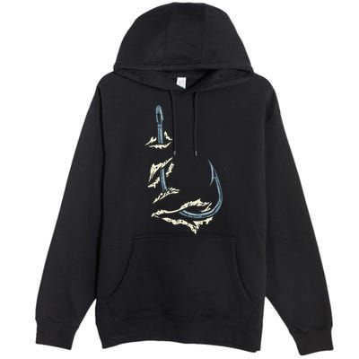 Fish Hook Cool Fishing Fisher Fisherman Angler Dad Premium Pullover Hoodie