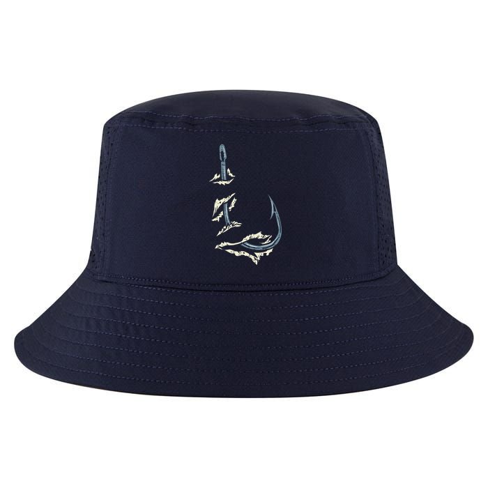 Fish Hook Cool Fishing Fisher Fisherman Angler Dad Cool Comfort Performance Bucket Hat