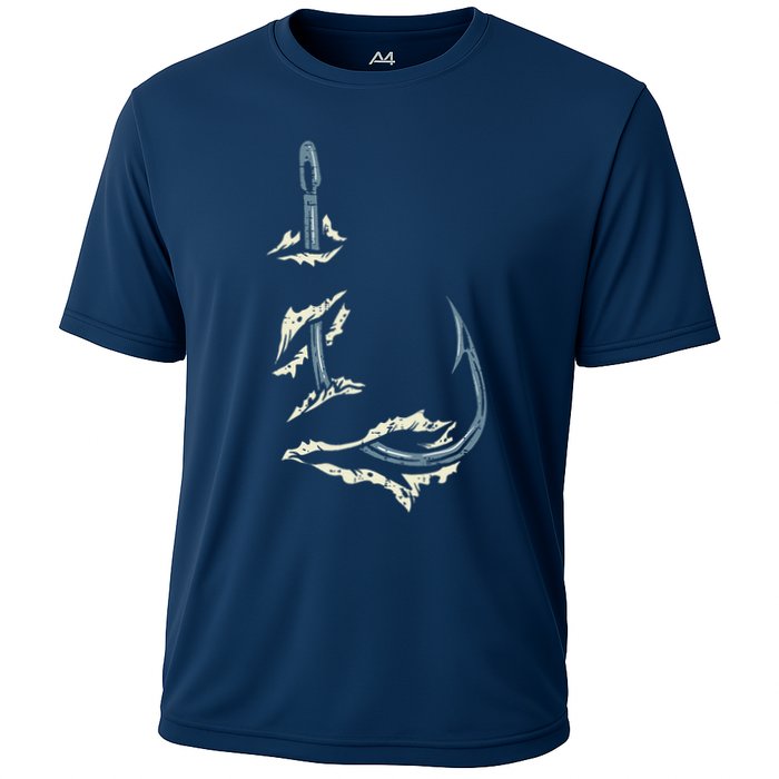 Fish Hook Cool Fishing Fisher Fisherman Angler Dad Cooling Performance Crew T-Shirt