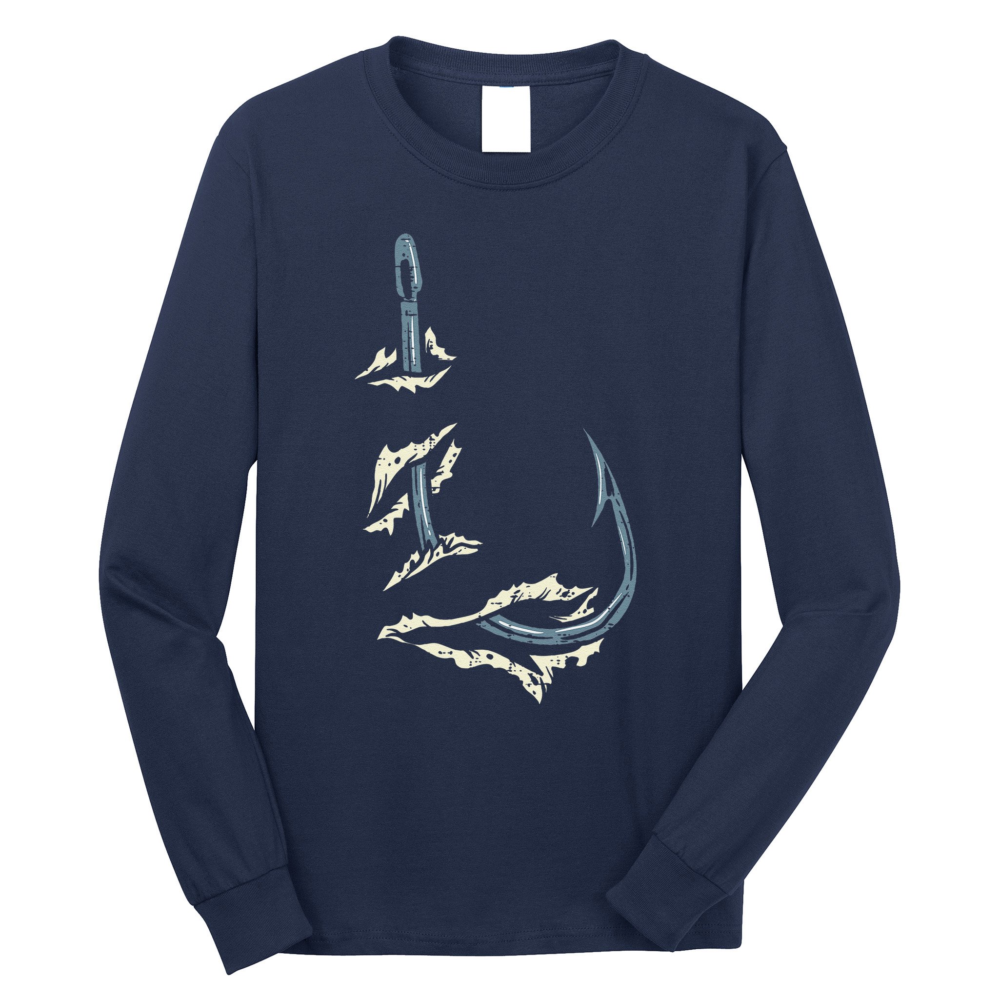 Fish Hook Cool Fishing Fisher Fisherman Angler Dad Long Sleeve Shirt